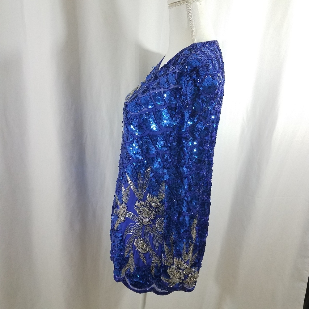 Alyce Designs Blue Sequin Top 16 - Picture 8 of 11